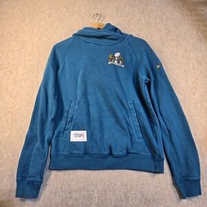 Nike NFL Team Apparel Super Bowl 50 Hoodie Teal Blue Gold Swoosh Mens Small